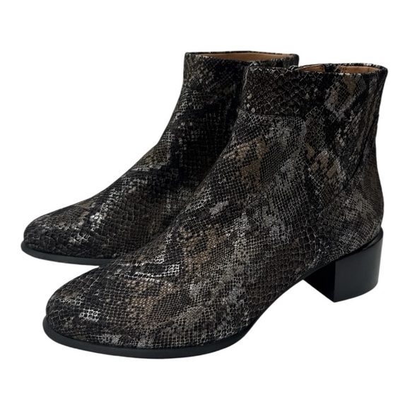 Vionic Kamryn Pewter Boa Brown Snakeskin Ankle Boots Booties Size 6 - Picture 4 of 11